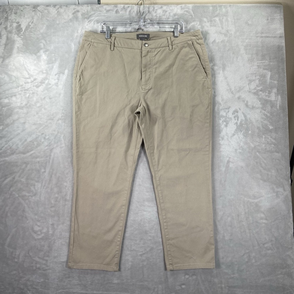 Ash & Erie Pants Mens 38x26 Classic Fit Chino Cotton Twill Stretch Flat Front